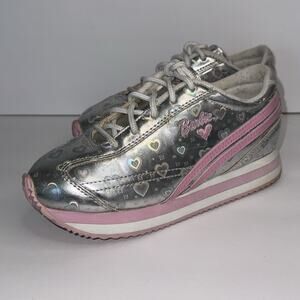 Mattel Barbie Vintage Silver Shimmer Girls Sneaker Shoes Pink Rare 2002 Size 3